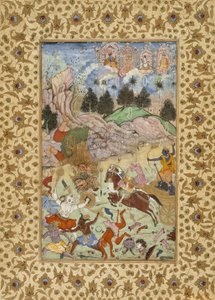 PradyumnaがSamvaraを殺した、1585-90年頃 作： Mughal School